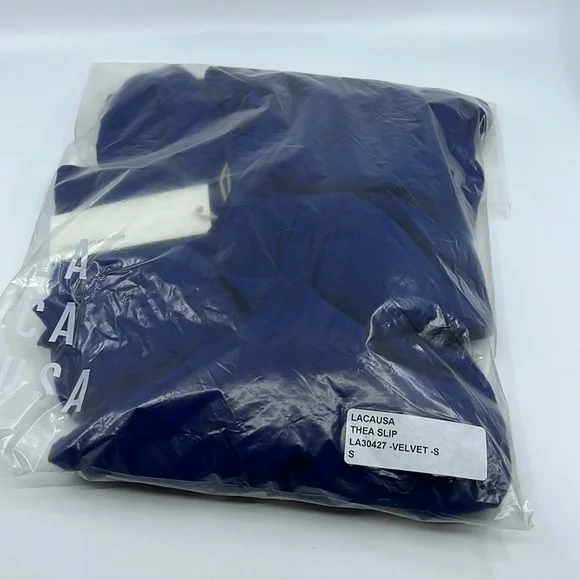 NEW LACAUSA X Revolve Small Thea Slip Midi Dress Velvet - Picture 6 of 7